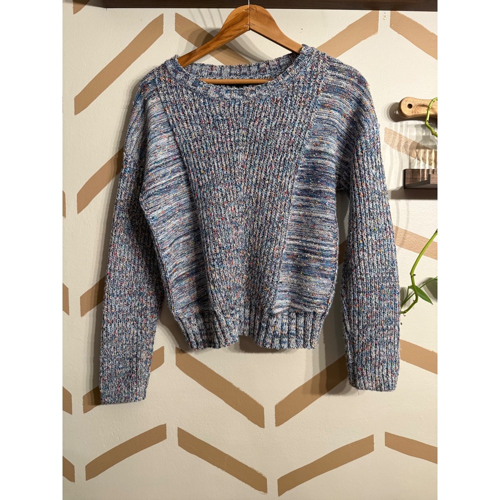 Rails Elsa Knit Sweater Womens Small Blue Multi Color Confetti Speckled Ribbed